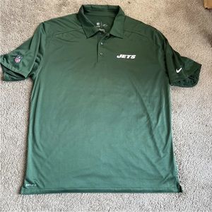 New York Jets Polo Mens Sz XL Nike NFL On Field Dri-Fit Men's Green White Drifit